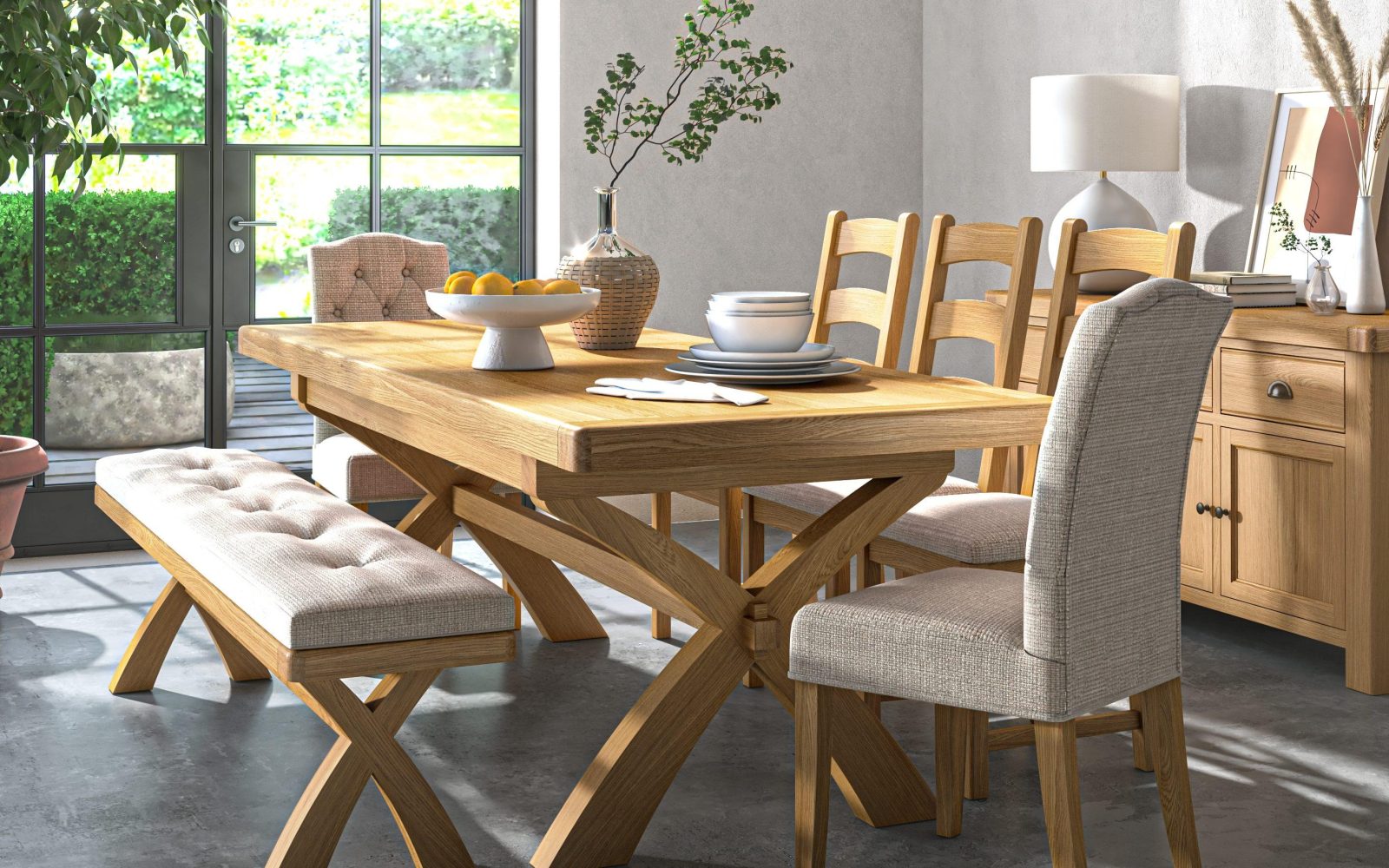 Normandy dining table with bench